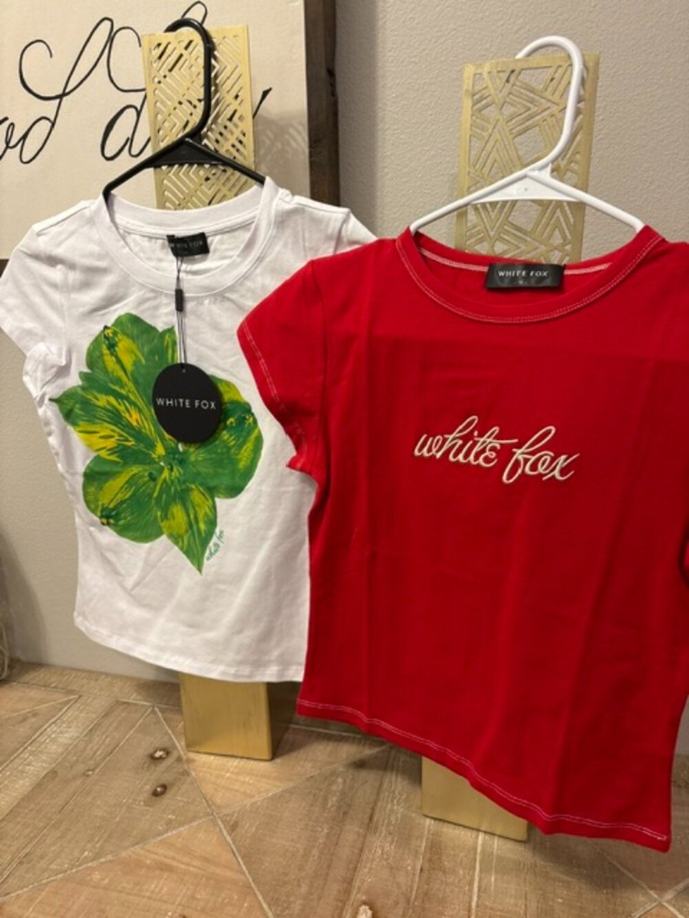 2 Women's White Fox Baby Tees